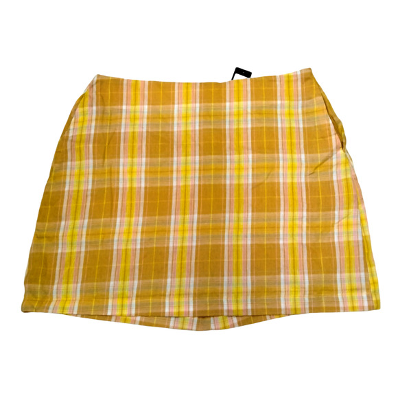 Lulus Skirt Womens Large Multi Plaid Orange Academia Anime School Girl Uwu NEW - Picture 5 of 12